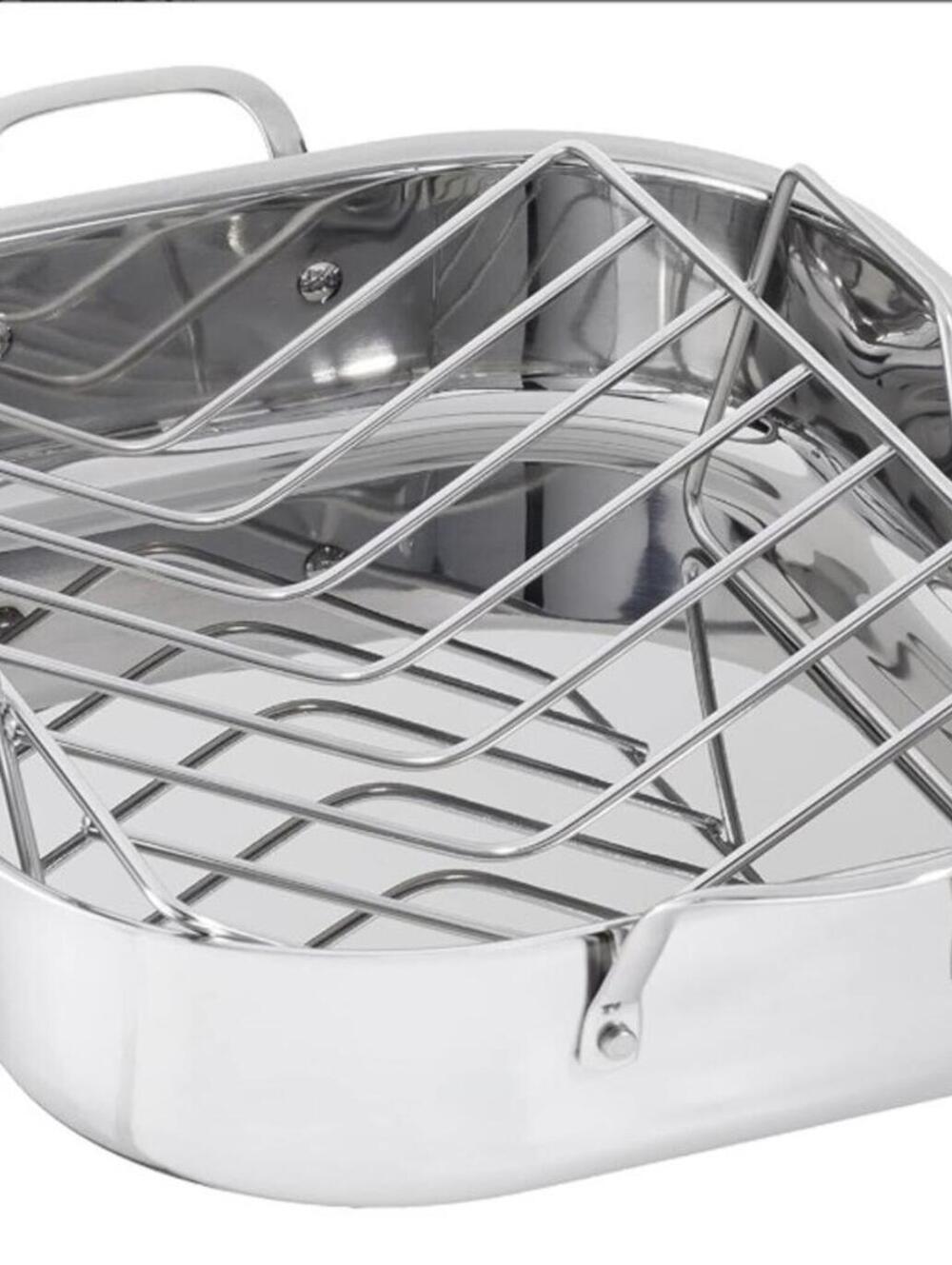 BRAND NEW: Amazon Basics Stainless Steel Rectangular Roasting Pan with Rack